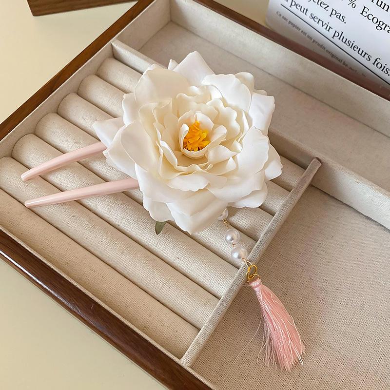 Atmosphere retro pearl rose dried flower hairpin romantic temperament hairpin disc hairpin niche hair accessories