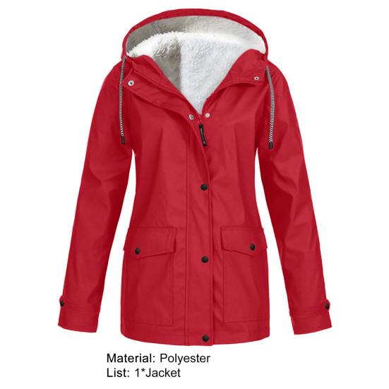 Γυναικείο Φούτερ Πεζοπορίας Μονόχρωμο με Κουκούλα Φθινόπωρο Χειμώνας Βελούδινη Επένδυση Τσέπες με Κορδόνι Μπουφάν Παλτό για Αναρρίχηση