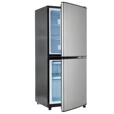 106L Energy-Saving Mini Fridge, 60L Fridge + 46L Freezer, 7 Temperature Settings, Silver Door + Black Body, LED Lighting, 166 kWh/Year, 45 dB