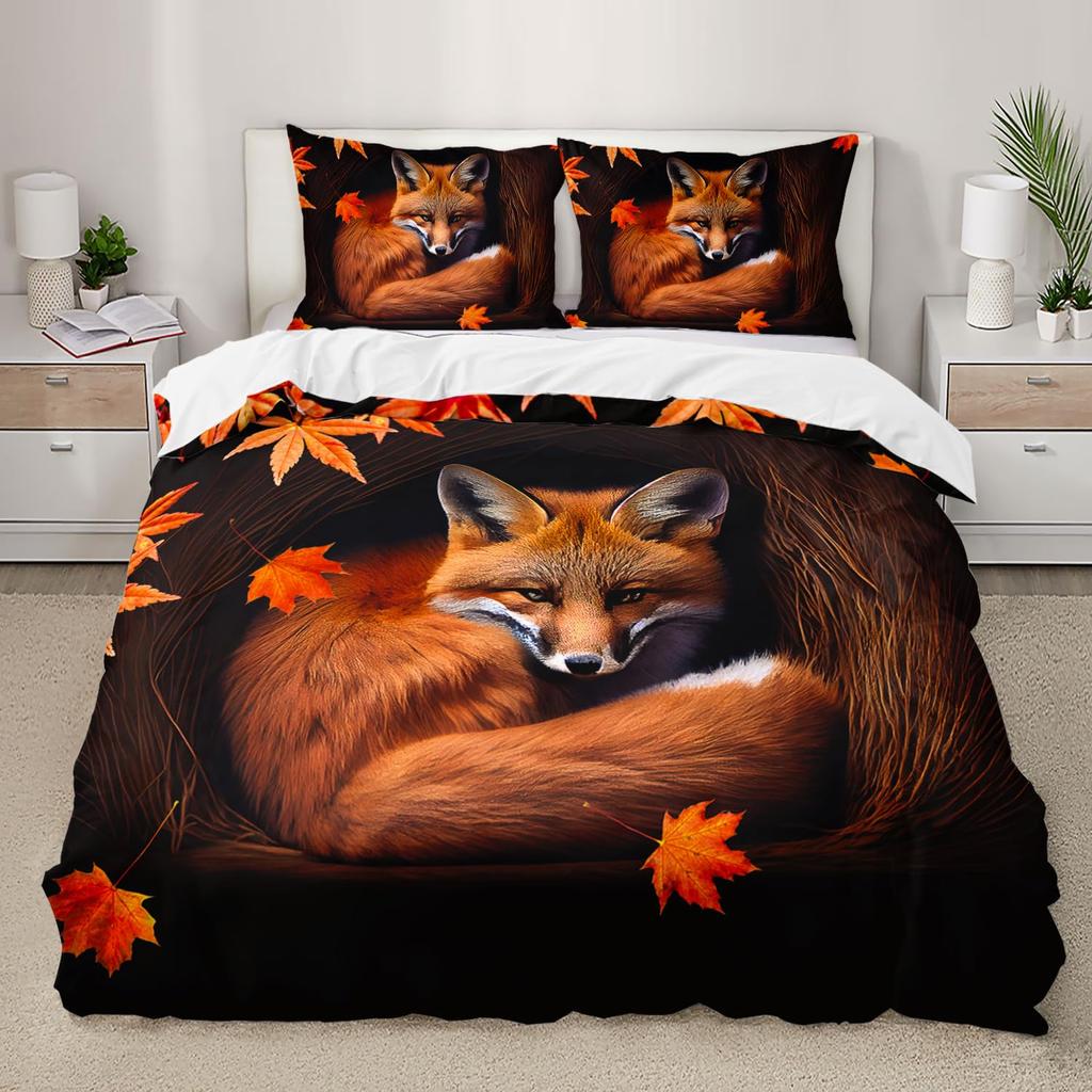 Fox Duvet Cover Sets For Kids Teens Quilt Covers Lightweight Down Room Decor Queen King Size 2 Pillowcase 1 Duvet Cover No Quilt