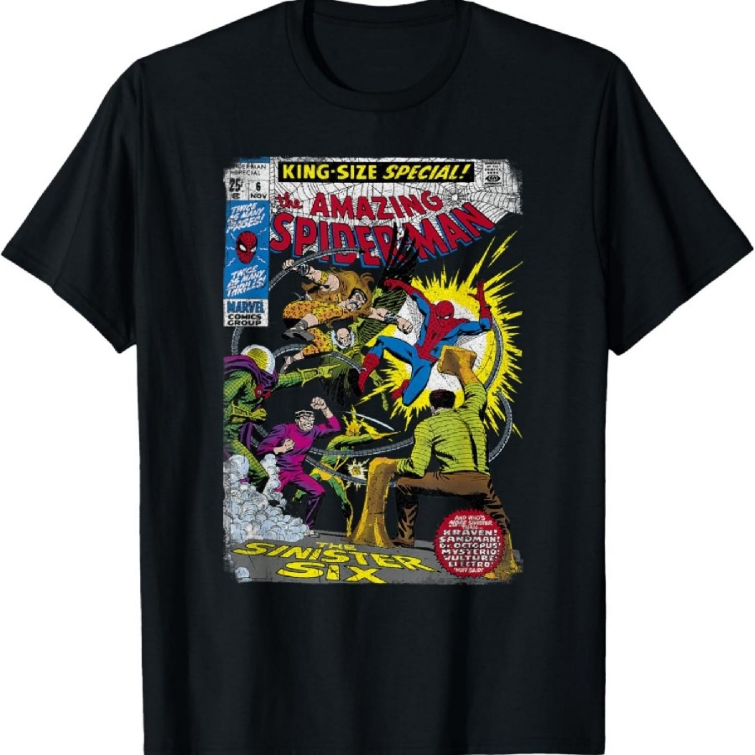 Футболка с обложкой комикса Marvel Spider-Man Sinister Six Villains S разноцветный
