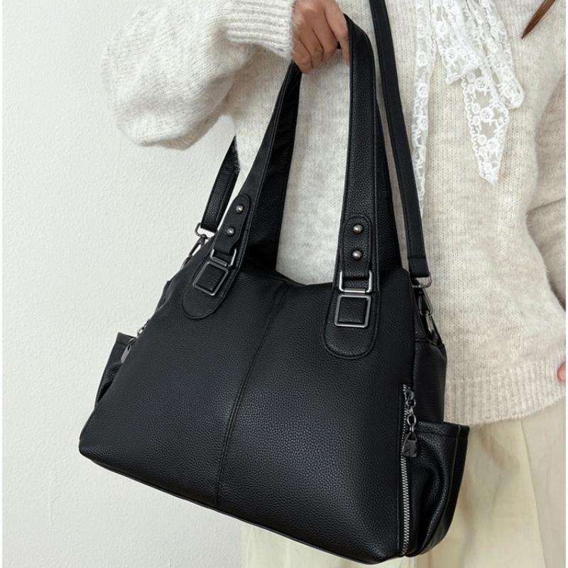 New Retro Shoulder Bag, Fashionable Tote Bag, Multi-layer Large Capacity, Fashionable Diagonal Commuting Bag