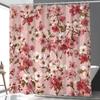 Pink Cherry Blossom Shower Curtain Waterproof Easy To Clean Privacy Protection Print Floral Art Design Romantic Bathroom Decor