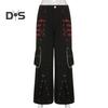 Spodnie damskie z wysokim stanem, szerokie nogawki, luźne, w stylu retro, modne, długie, Streetwear