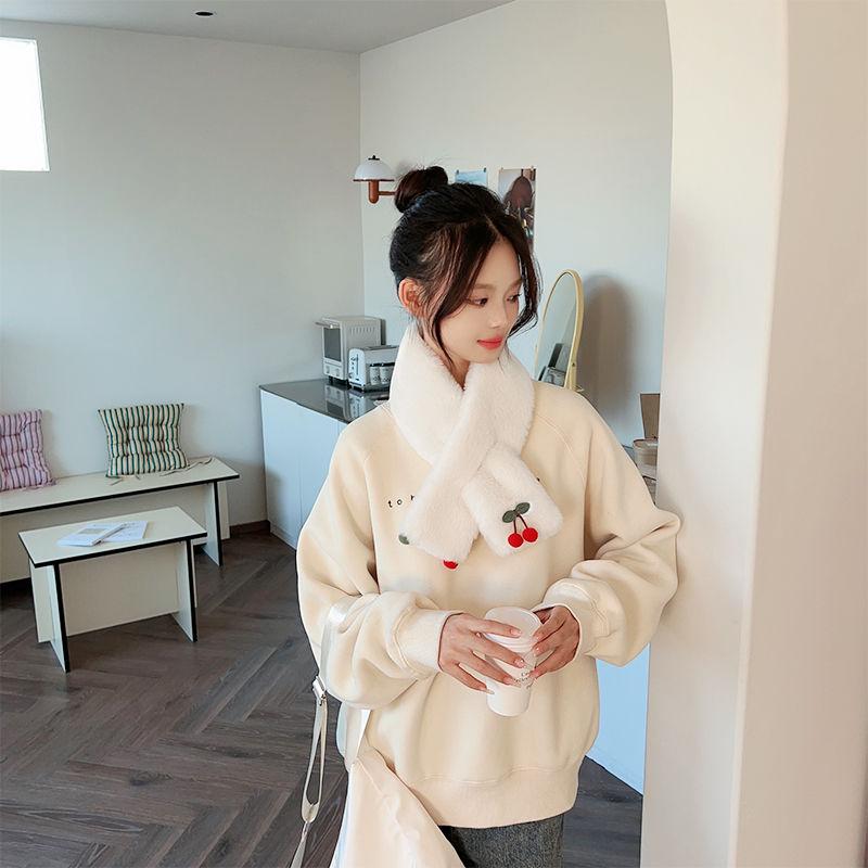 Cute Cartoon Plush Warm Scarf for Women Winter Neck Warmer Girls