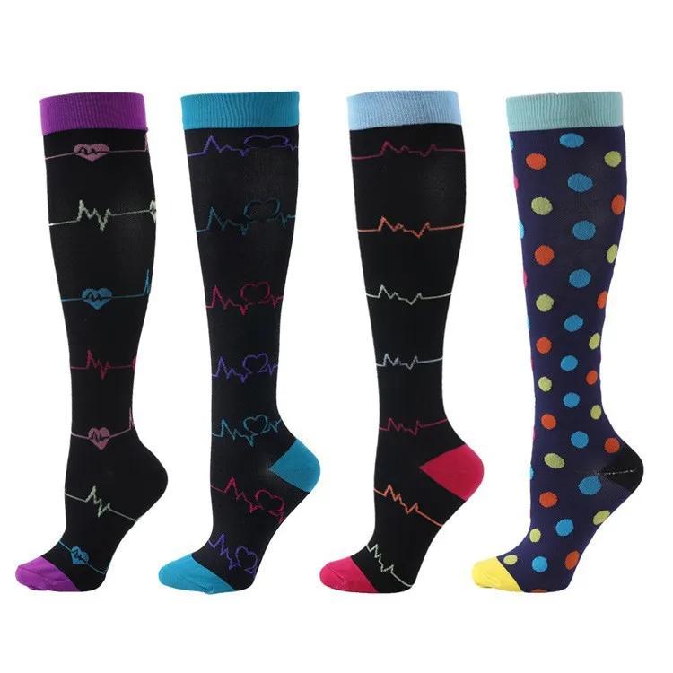 4 Pairs Women Men Compression Socks Stockings Elastic Sports Beautiful Leg Running Nurse Outdoor Climbing Cycling Socks Gym