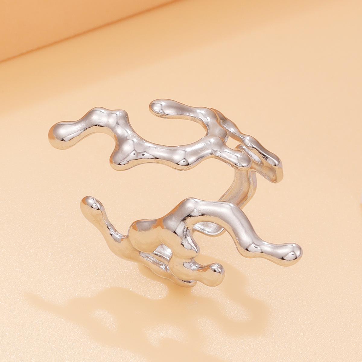 European Ocean Series Coral Stainless Steel Openable Baroque Ring for Women