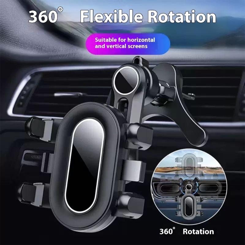 Dashboards Phone Mount With Secure Lock 360 Rotation Clip On Air Outlet Cellphone Holder For 4.7-7.2inch