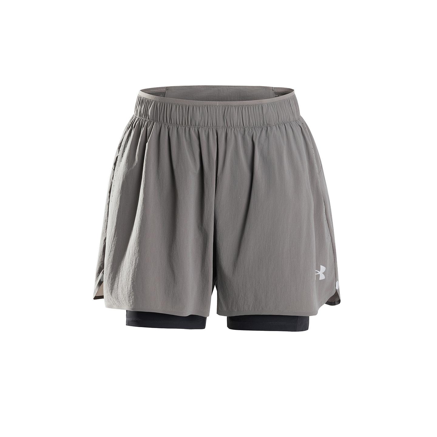 

Under Armour Trail Running Series UPF50+ Two-In-One Fitness Breathable Sun Protection Cool Feel Three-Quarter Sports Shorts Women shorts 15224223-0136 L
