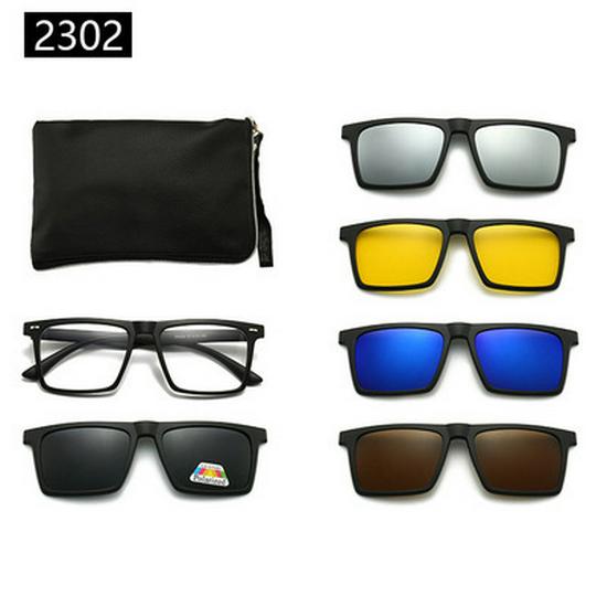 Cross-border TR90 Sunglasses Set: 1 Frame, 5 Polarized Lenses, Unisex, Trendy Driving with Pouch