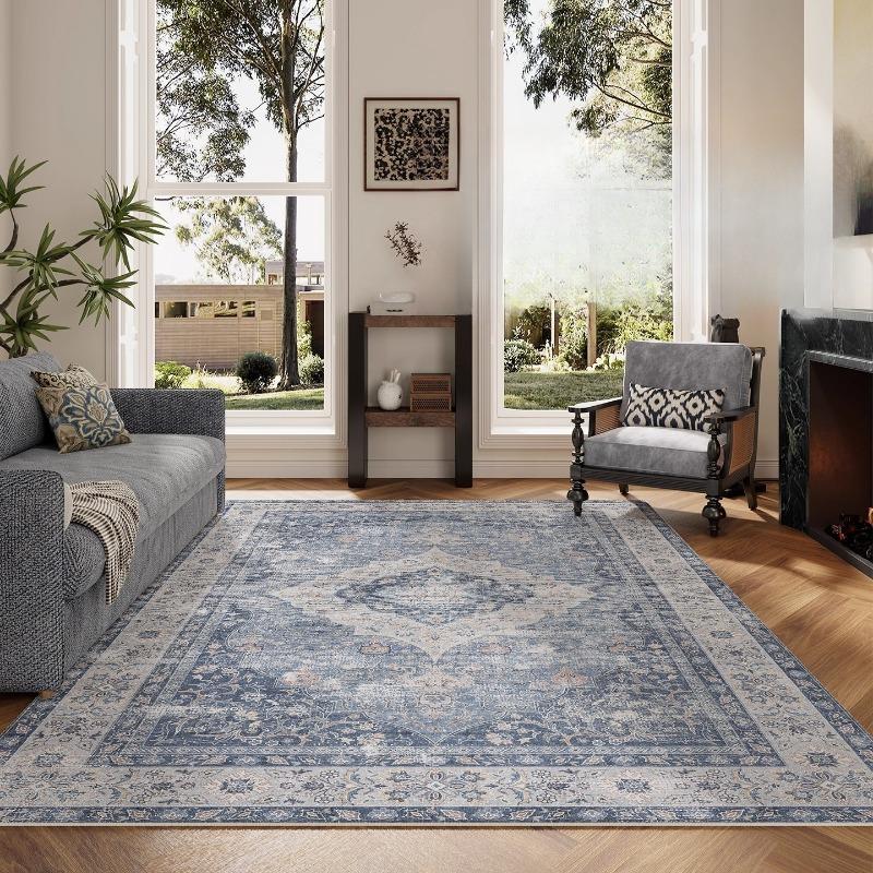 

Рожевий Вінтажний Килим для Вітальні в Скандинавському Стилі Легка Розкіш Мистецтво Килим для Спальні Машинне Прання Складний Нековзний Килимок для Кавового Столика 50x80cm (19x31inch)