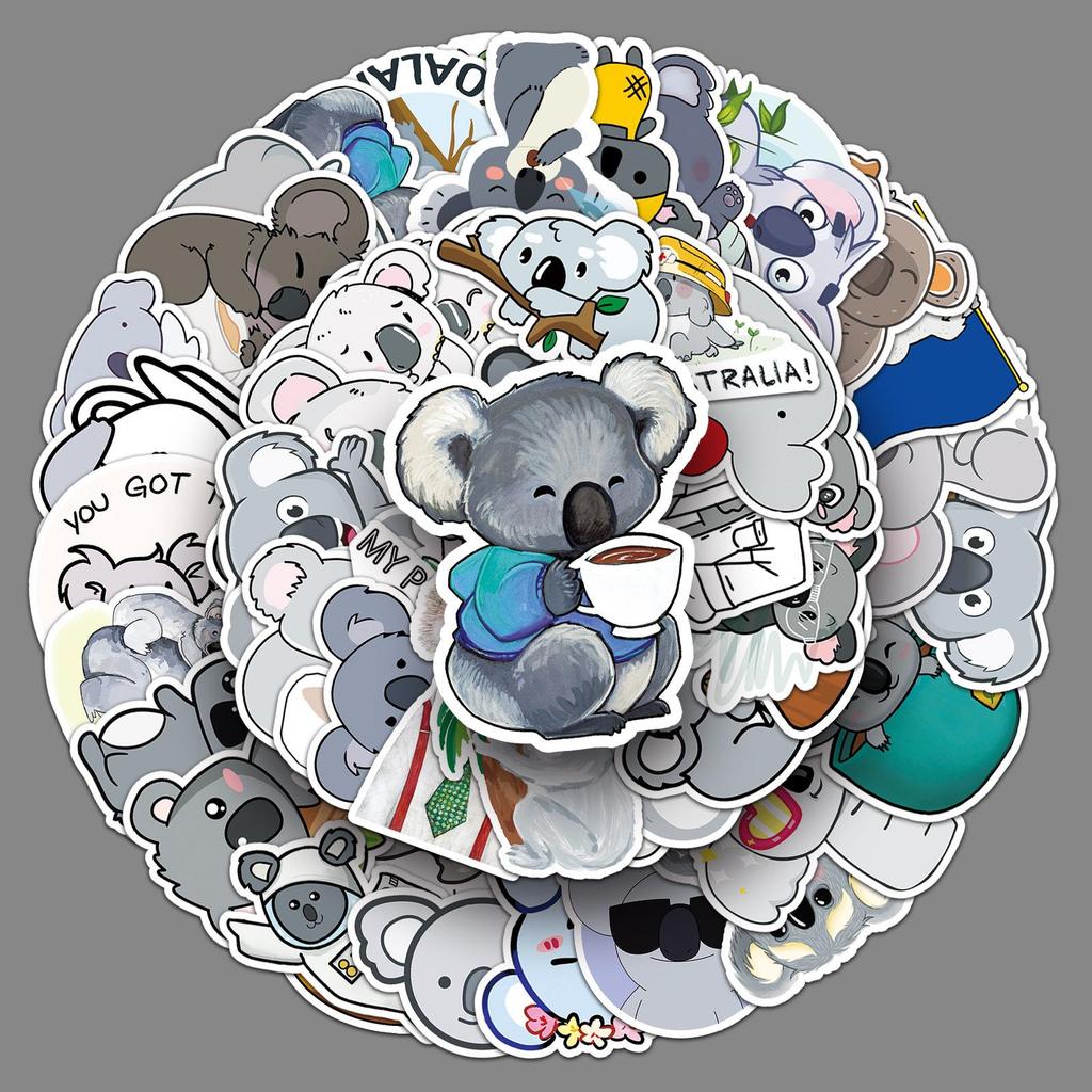 50pcs Cute Cartoon Koala Graffiti Stickers for Suitcases, Scooters, and Cars