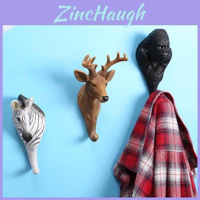 Modern Minimalist Resin Animal Wall Hooks For Home Decor With Elephant Zebra Designs