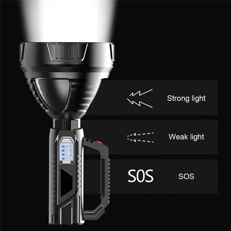 150000LM Powerful LED Flashlight Handheld Searchlight Rechargeable With Stand Super Bright Work Torch Portable Outdoor Lantern