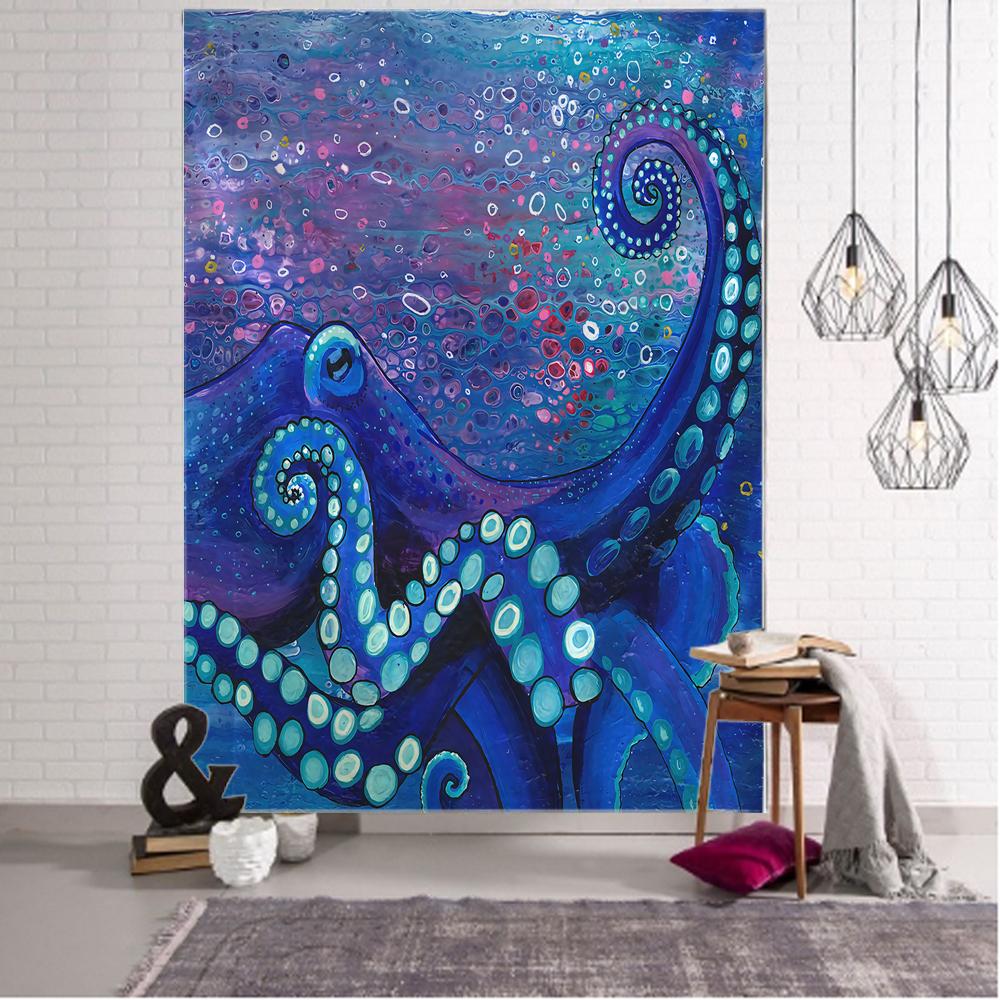 Unterwasser-Tierkunst, Oktopus, Oktopus-Muster, Wandteppich, Hippie-Wandbehang, Wandteppich, Wohnzimmer, Schlafzimmer, Dekoration