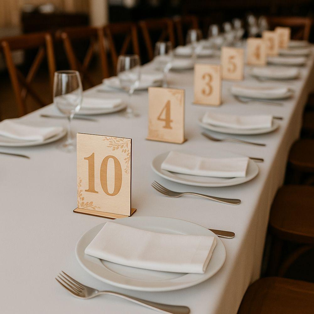 10 pièces Numéros 1-10 Panneaux de Table Rustiques avec Porte-Base Cartes de Placement Baby Shower