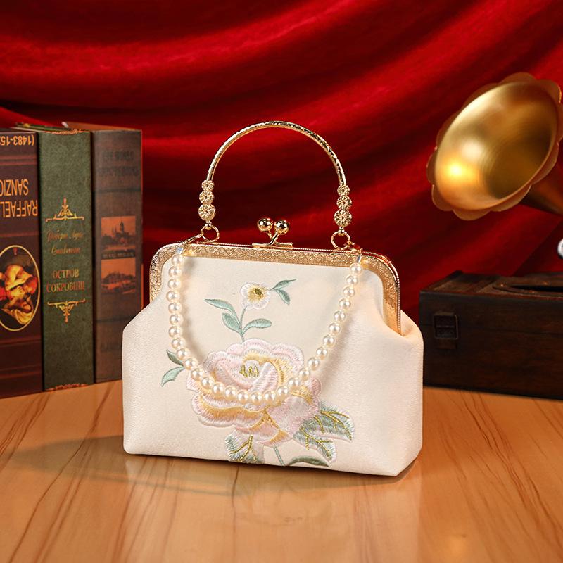 Embroidered and Elegant Chain Small Evening Bag, Women's Bag