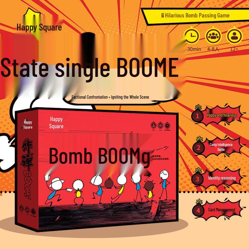 Bomb Boom Board Game: Happy House Showdown - Exciting Multiplayer Party Card & Dice Game for 4-8 Players Bomb BOOM