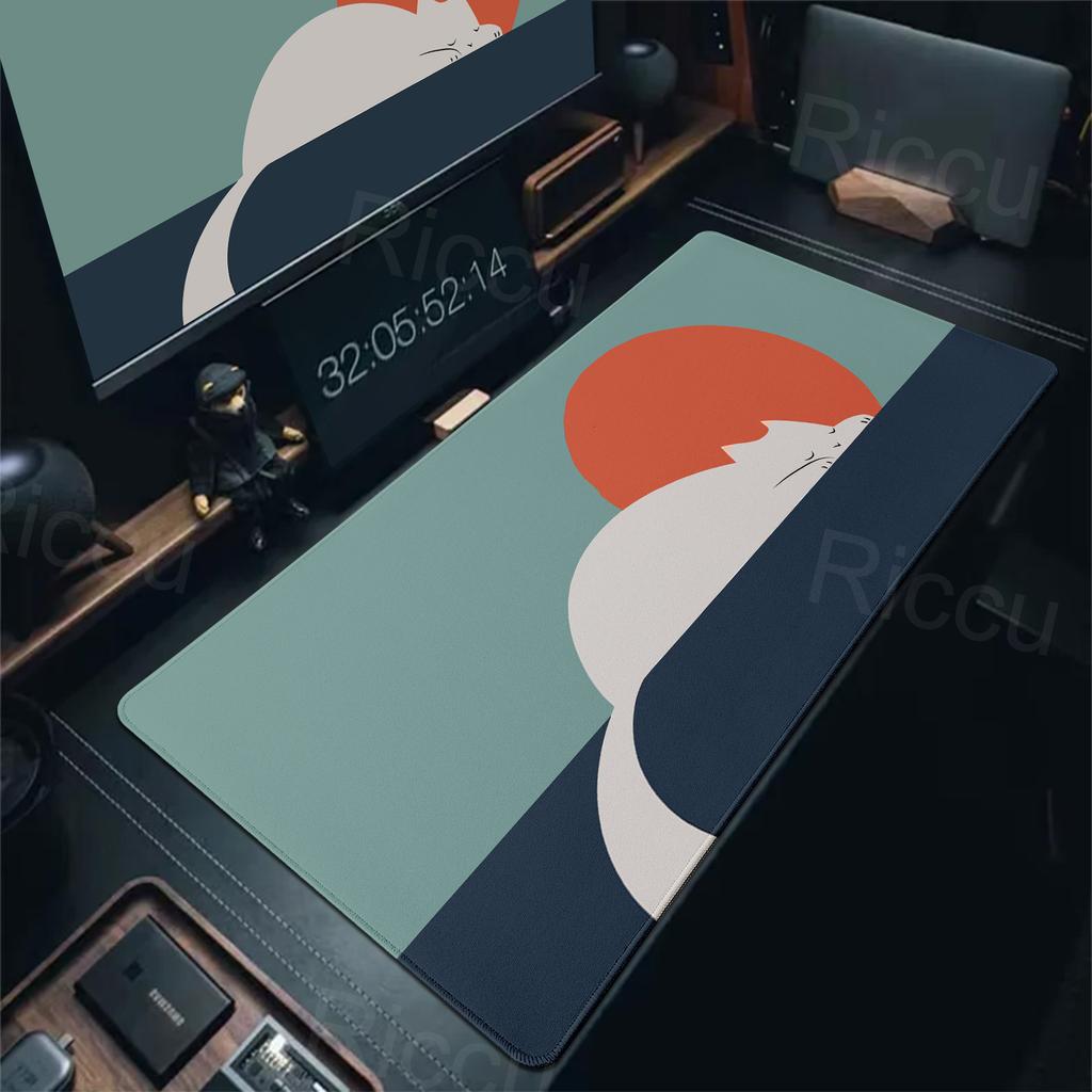 Cute Japan Cat Moon MousePad Gamer Computer Keyboard Large Desk Mats Home Office Laptop Non-Slip Mousepads Gaming Accessories