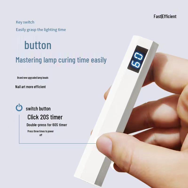 Portable Quick-Dry Nail Lamp with Digital Display - Rechargeable Mini LED for Nail Tips