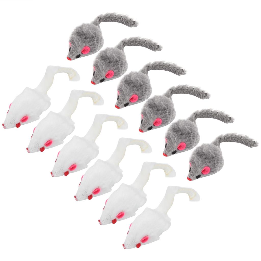 12 Pack Cat Mouse Toy Furry Interactive Play Mouse Toy for Indoor Cats and Kittens