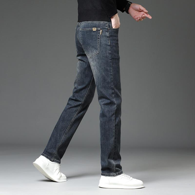 Autumn And Winter Jeans Men's Elastic Slim Straight Straight Trendy Brand Versatile Men's Pants Thick Style New Men's Long Pants