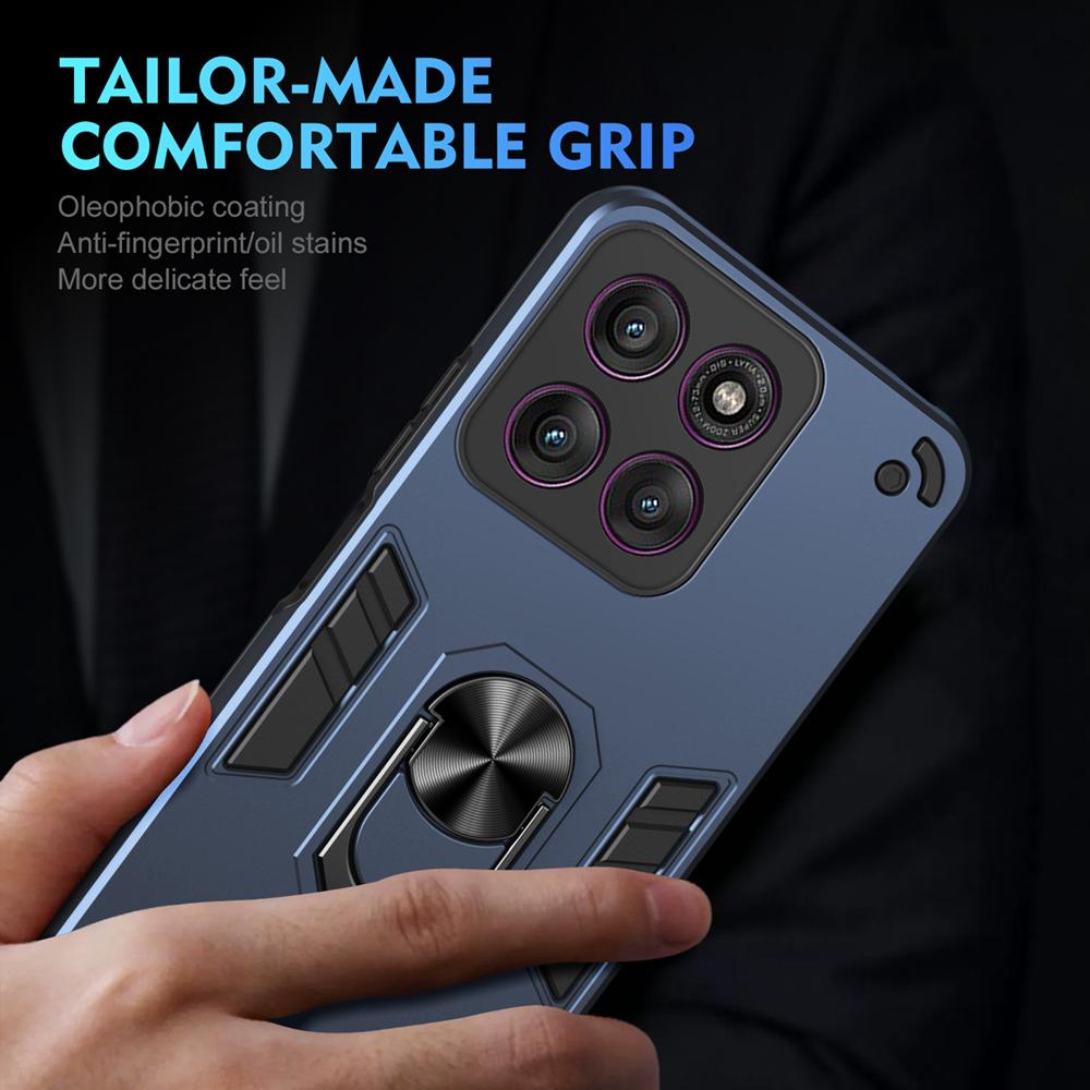 KEYSION Shockproof Armor Case for Motorola Edge 60 Pro 5G Silicone+PC Metal Ring Stand Phone Back Cover for Edge 60 S 60 Fusion