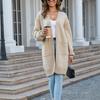 2023 Autumn/winter Women's Casual Knitting Solid Color Pocket Long Fashion Sweater Coat