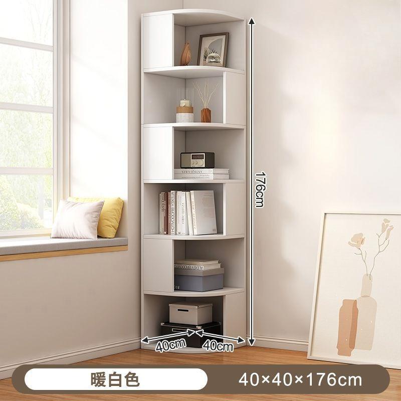 Corner Cabinet, Multi-layer Solid Wood Storage Rack for Living Room, Floor-standing or Wall-mounted Bookshelf for Corner Storage