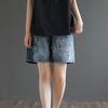 Embroidered denim shorts with holes women's summer Sexy elastic high waisted loose splicing casual short pants female 2025