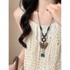 Bohemian Ethnic Style Geometric Round Butterfly Pendant Necklace Light Luxury High Sense Design Sense Niche Necklace Women