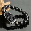 Obsidian Zodiac Guardian Buddha Bracelet for Couples – Guanyin & Eight Gods, Unisex