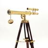 Decorative Brass Telescope with Wooden Tripod Nautical Double Barrel Telescope Home Office Decor