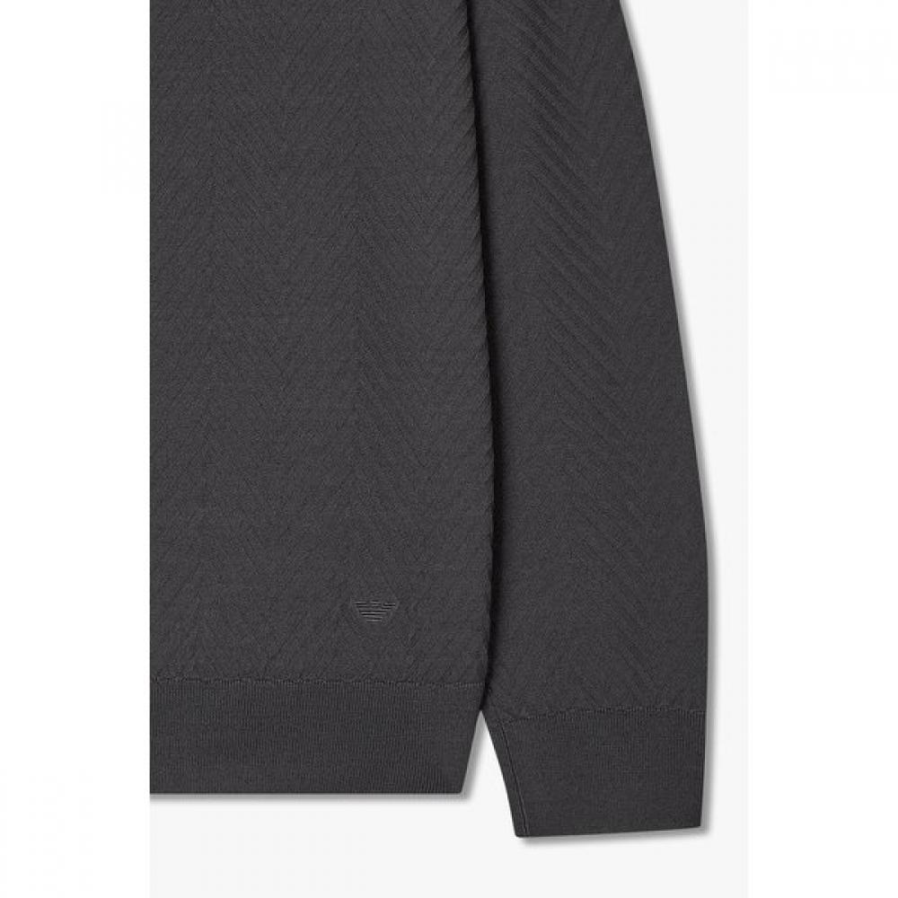 Emporio Armani Men S Chevron High Neck Knit Zip Up A516128011