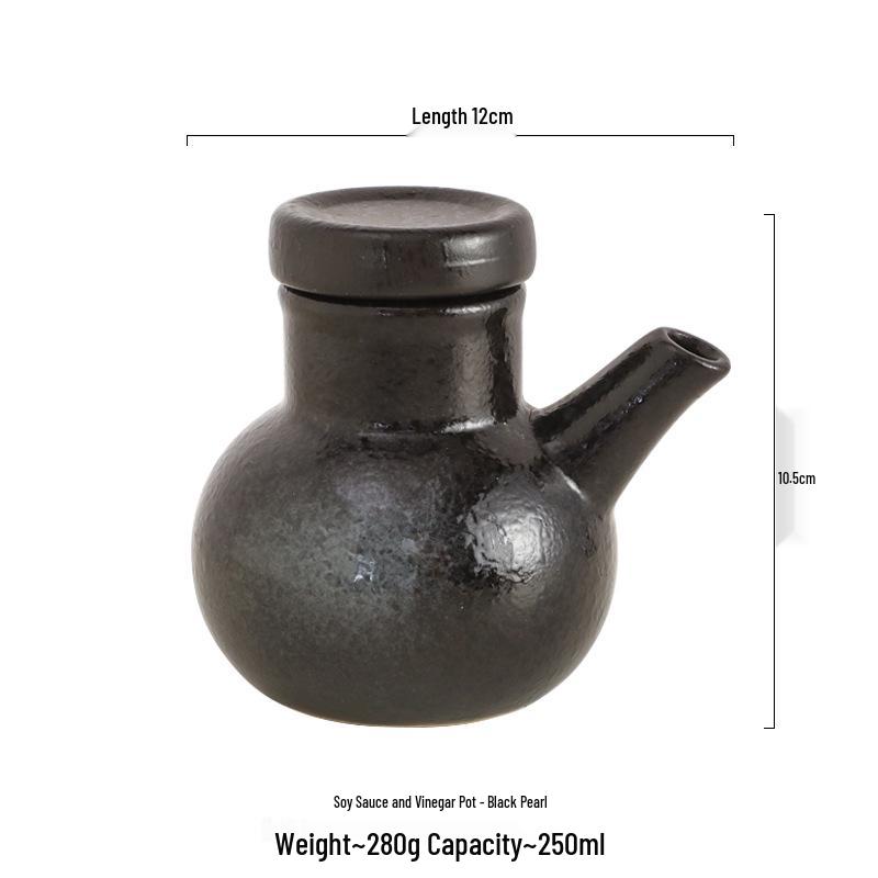Large Ceramic Vinegar and Soy Sauce Bottle for Japanese Cuisine - Oil and Seasoning Container for Kitchen.