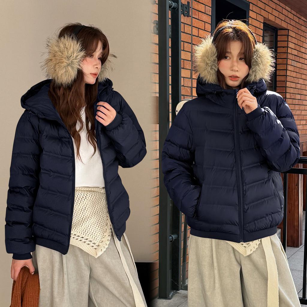 New ribs down cotton clothes hooded puffs fluffy bread light warm windproof light jacket