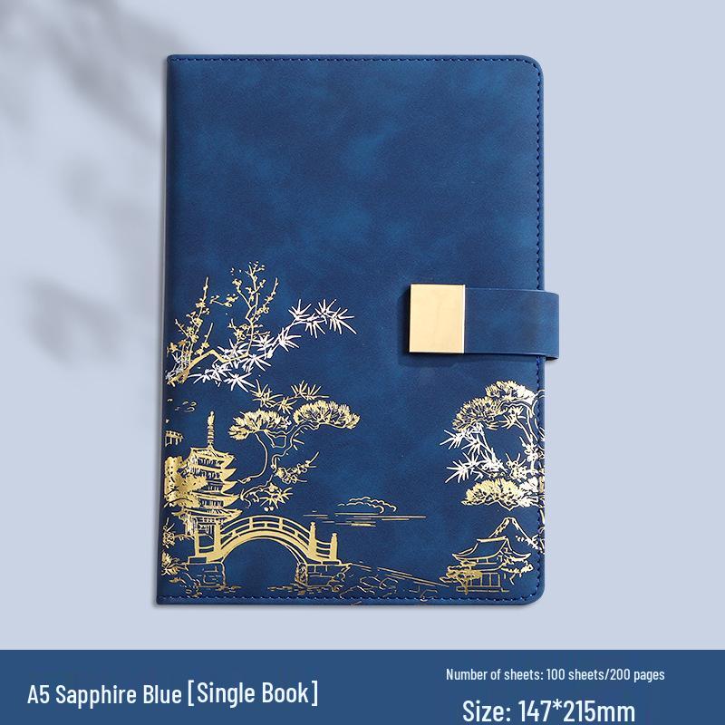 A5 Chinese Tide Faux Leather Business Notebook Gift Set - Customizable for Meetings