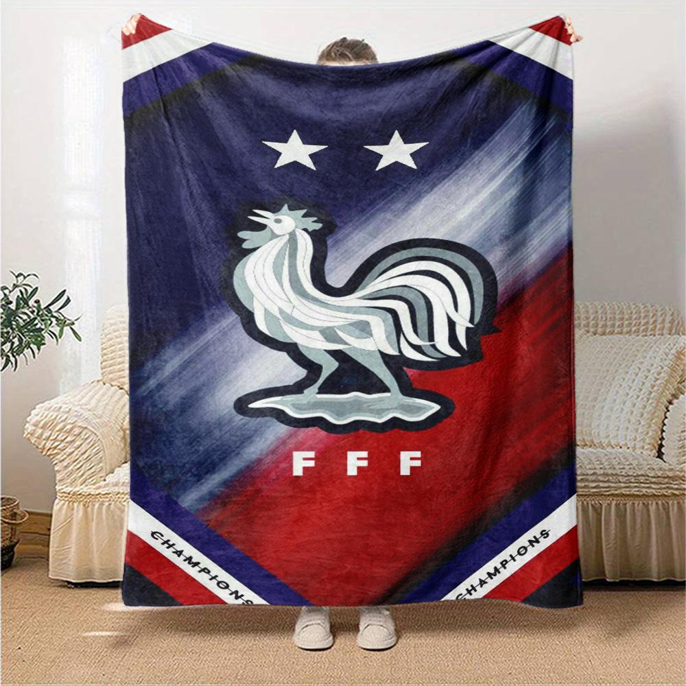 France FFF Print Flannel Blanket High Quality Warm Comfortable Cover for All Seasons Perfect for Gifts Home Decor