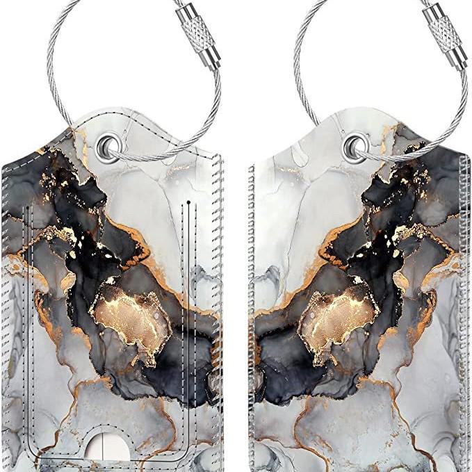 Stylish Printed Leather Luggage & ID Tag Set