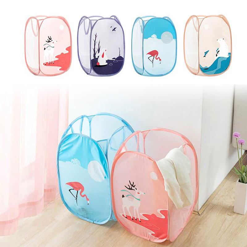 

Всплывающая складная корзина для белья, сбор грязной одежды, мультяшный бюстгальтер большой емкости, нижнее белье, сетка для стирки, сумка для белья, кролик, олень, белый медведь, фламинго