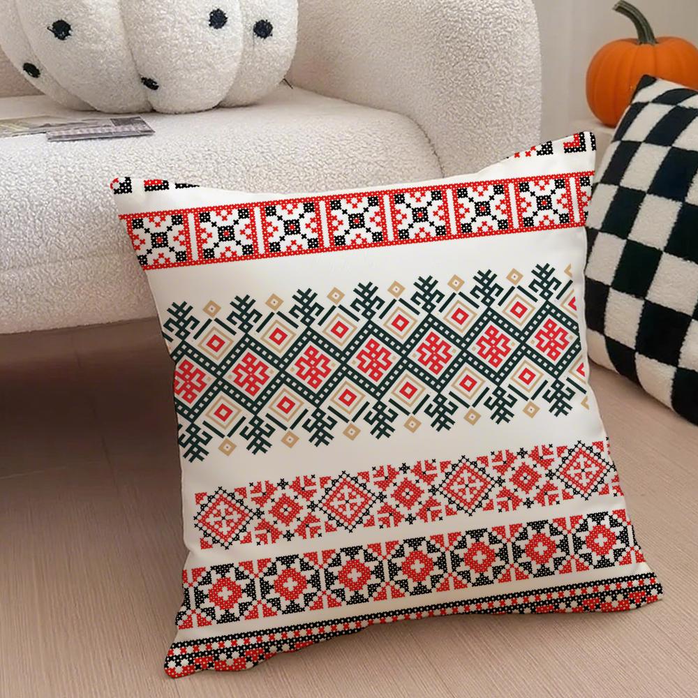 Russianstyle pattern Cushion Cover Throw Pillow Cover Hidden Button Durable Polyester Chair Cushion