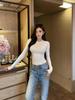 Shanxi Women's 4-Color Versatile Knit T-Shirt: Elastic, Soft, Long-Sleeved, Round Neck Top for Autumn/Winter Wear.