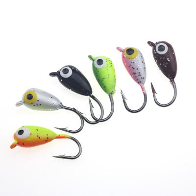 6PCS/Set  Winter Ice Jig Fishing Lure 1.8cm 2.3g Mini Metal Lead Head Hook Bait Jigging