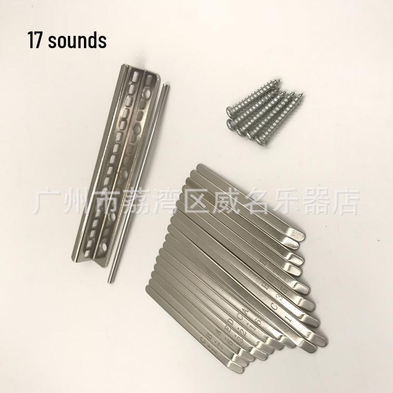 17-Tone Manganese Kalimba Keys with Thumb Piano Plectrum and Stamped Scale Accessories