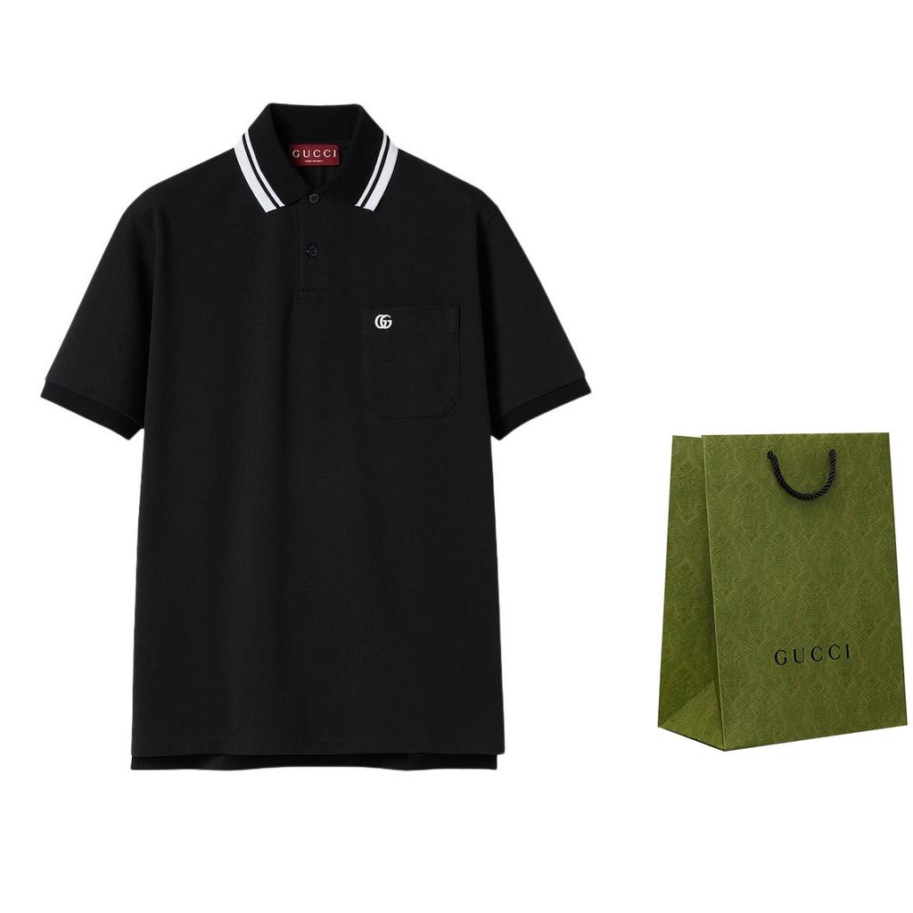 Gucci Logo Embroidered Short Sleeve Polo Shirt 795174-XJG16-1000