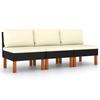 Garden Sofa - VIDAXL - 3 Seater - Eucalyptus Wood - Woven Resin - Plush Comfort