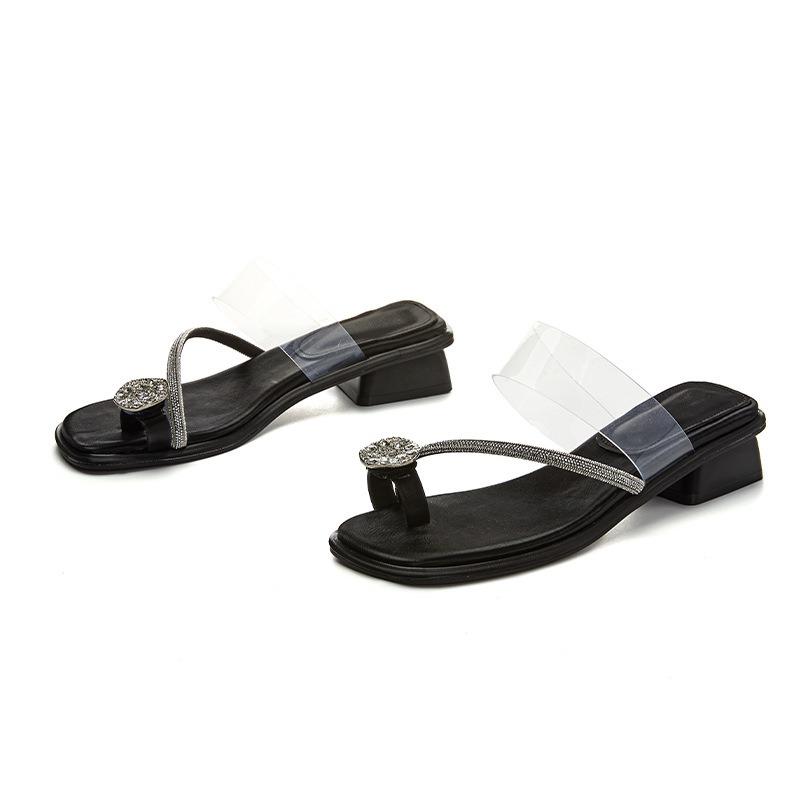 Rhinestone Slippers Women's Summer New Half Slippers Women's High-end Flip-flops Casual Women's Shoes