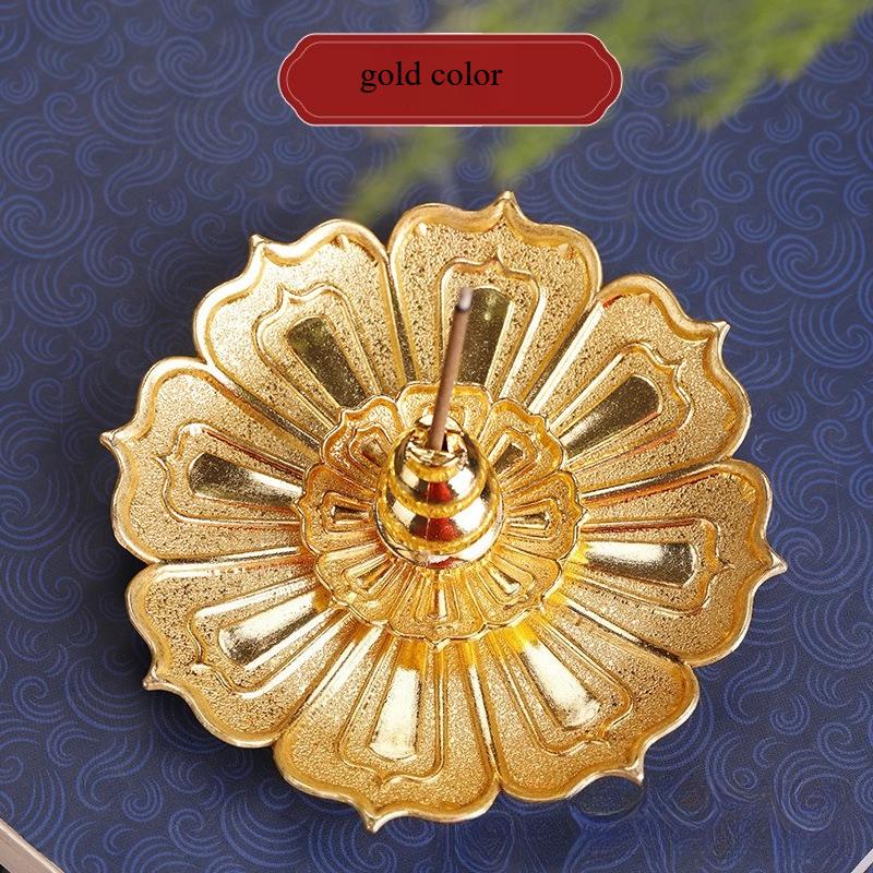 

1Pc Lotus Shape Metal Incense Burner Holder for Stick Cone Aromatherapy Craft Sandalwood Pan Xiang Rack золотой