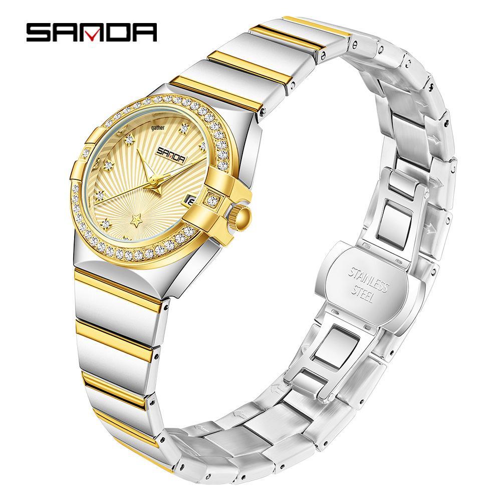 Sanda Women's Luxury Thin Mother-of-Pearl Dial Quartz Watch - Trendy, Waterproof, Casual, Business Wristwatch
