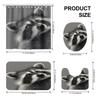 4Pcs Cute Raccoon Print Shower Curtain Set with Non-Slip Bath Mat, Toilet Lid Cover, Contour Rug & 12 Hooks, Bathroom Decor